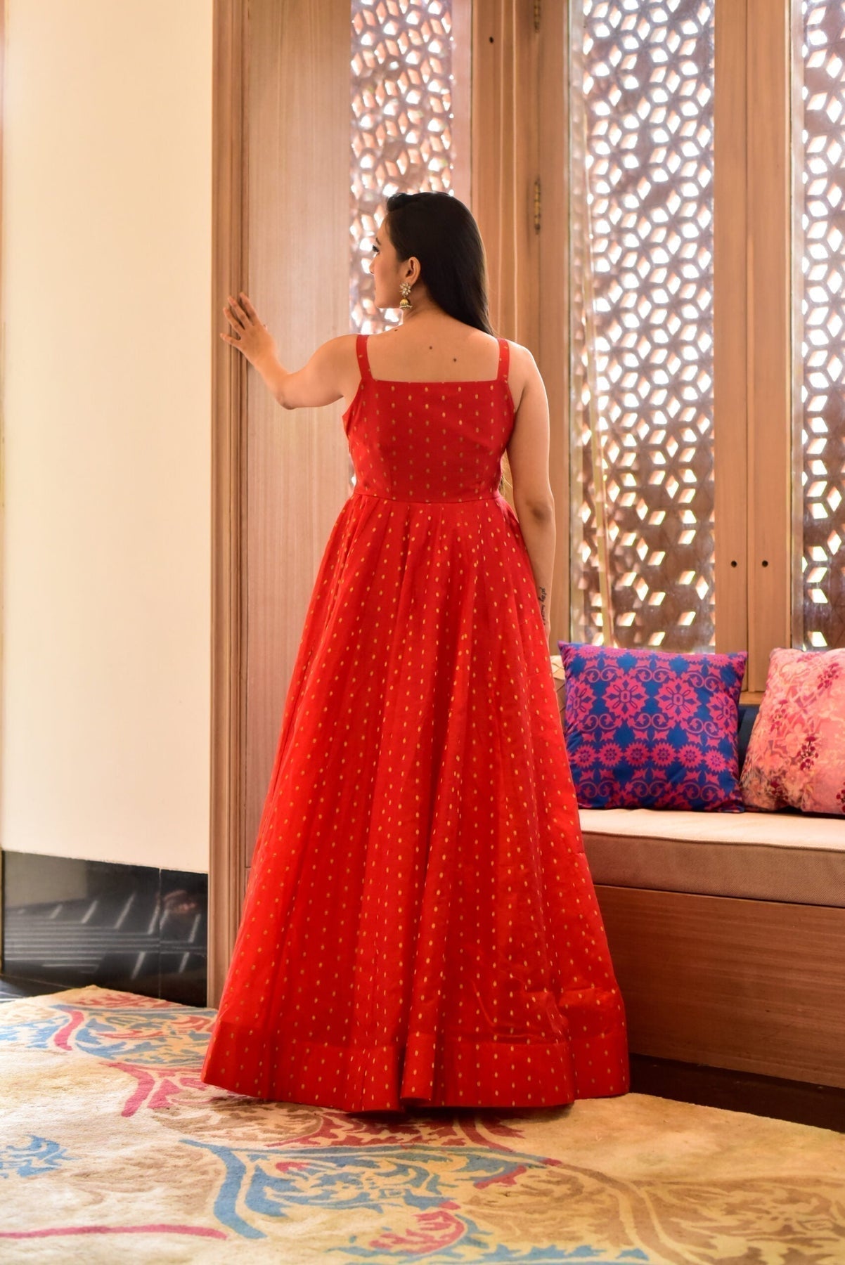 Block Print Anarkali 3 Pieces Combo Kurta, Palazzo & Dupatta - Set 13