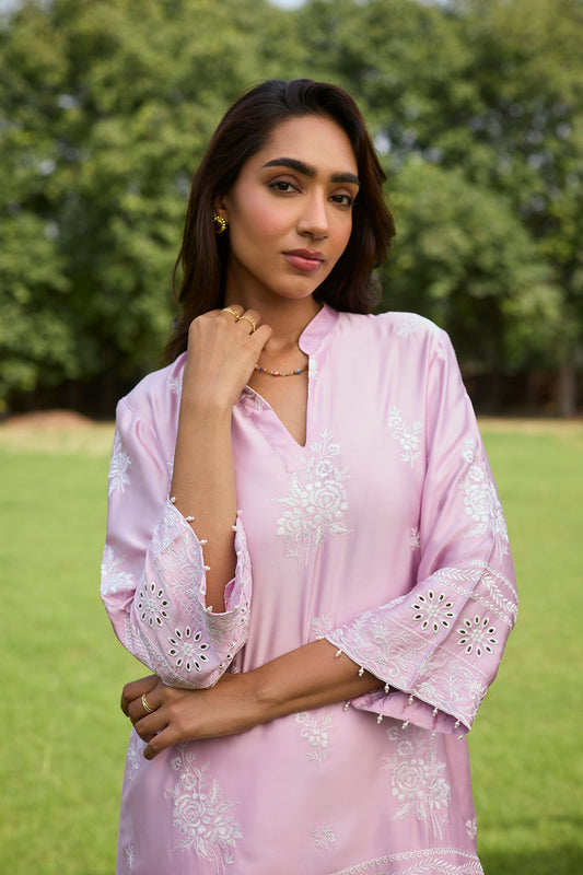 Pink Ombre Farshi Salwar Set – Elegant Gradient Hue with Intricate Embroidery