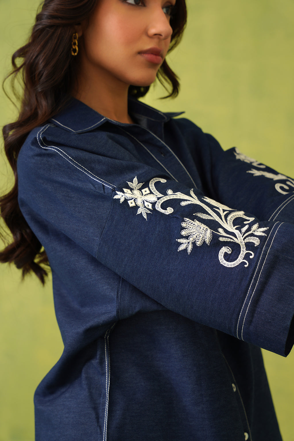 Noor Denim Co-Ord Set – Stylish Fusion Wear with Intricate Embroidery